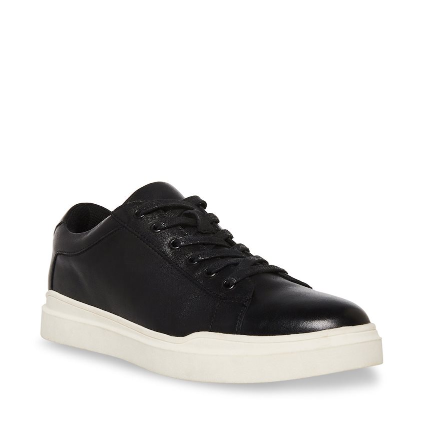 Black Steve Madden Tilton Leather Men's Sneakers | PH 3126NID